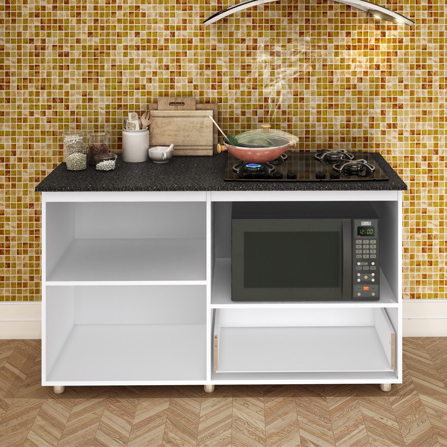 Balcão para Cooktop e Microondas Completa Móveis MadeiraMadeira