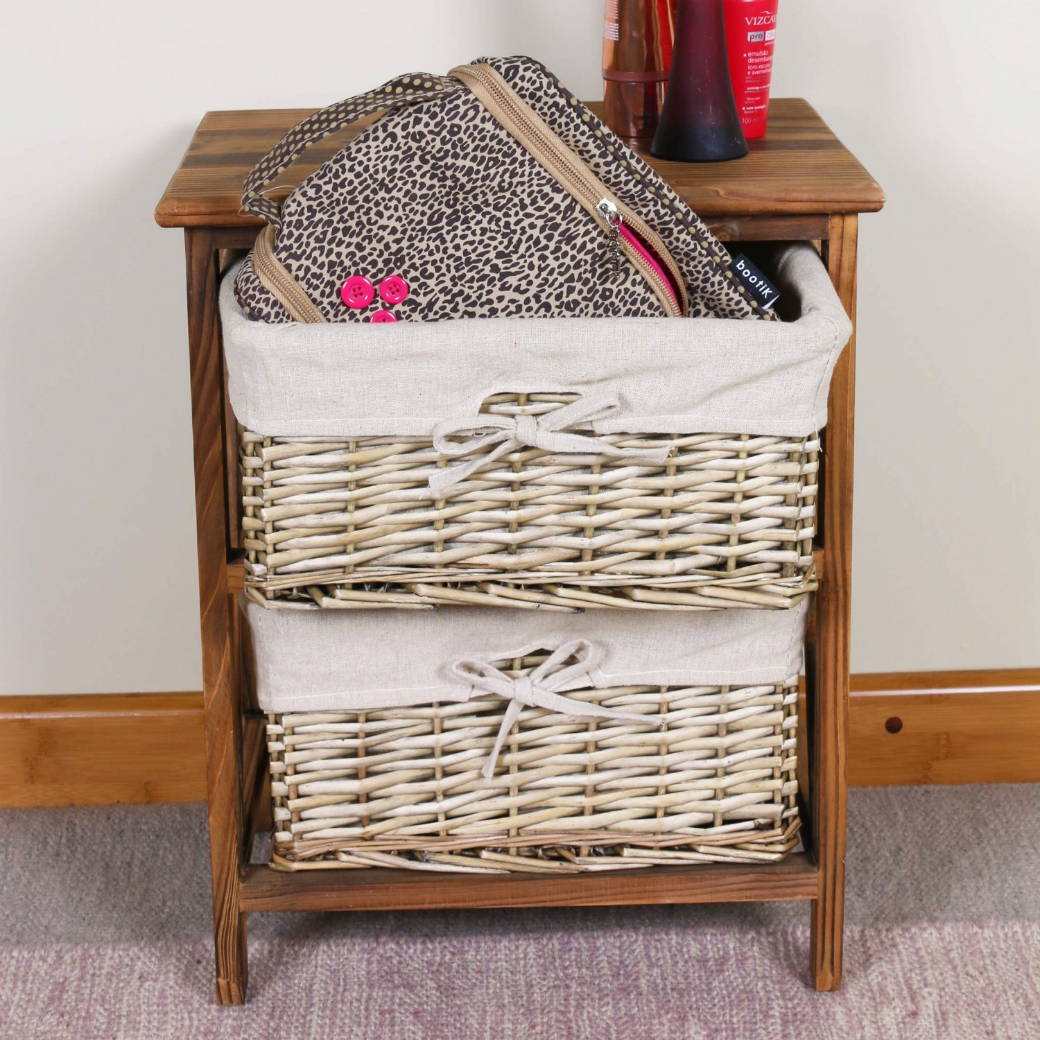 Móvel para Organização 2 Cestos Acasa Móveis Marrom - MadeiraMadeira