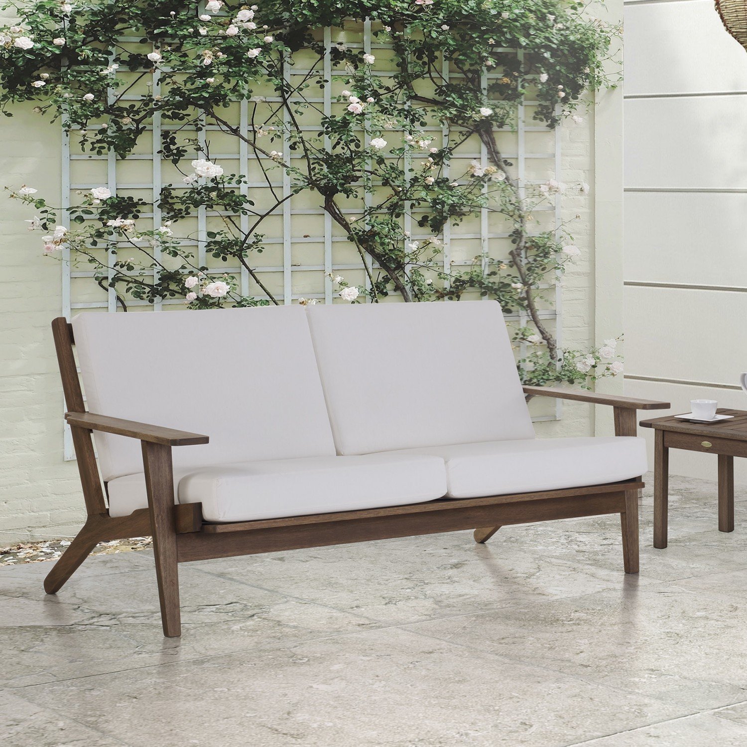 Sofá 3 Lugares em Madeira Maciça Lotus Casa e Jardim Móveis Stain