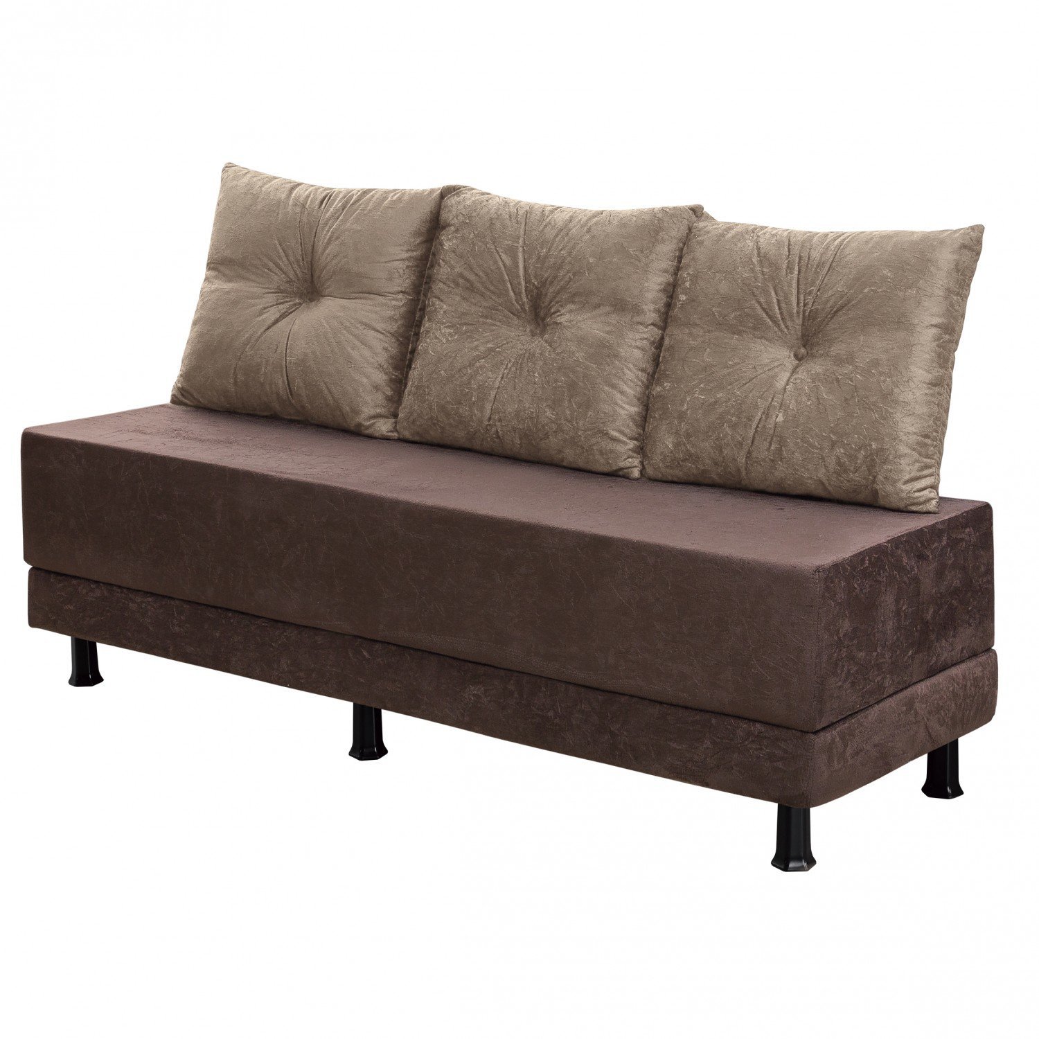 Sofa Cama 3 Lugares Suede Amassado Requinte Hellen Castor/Café