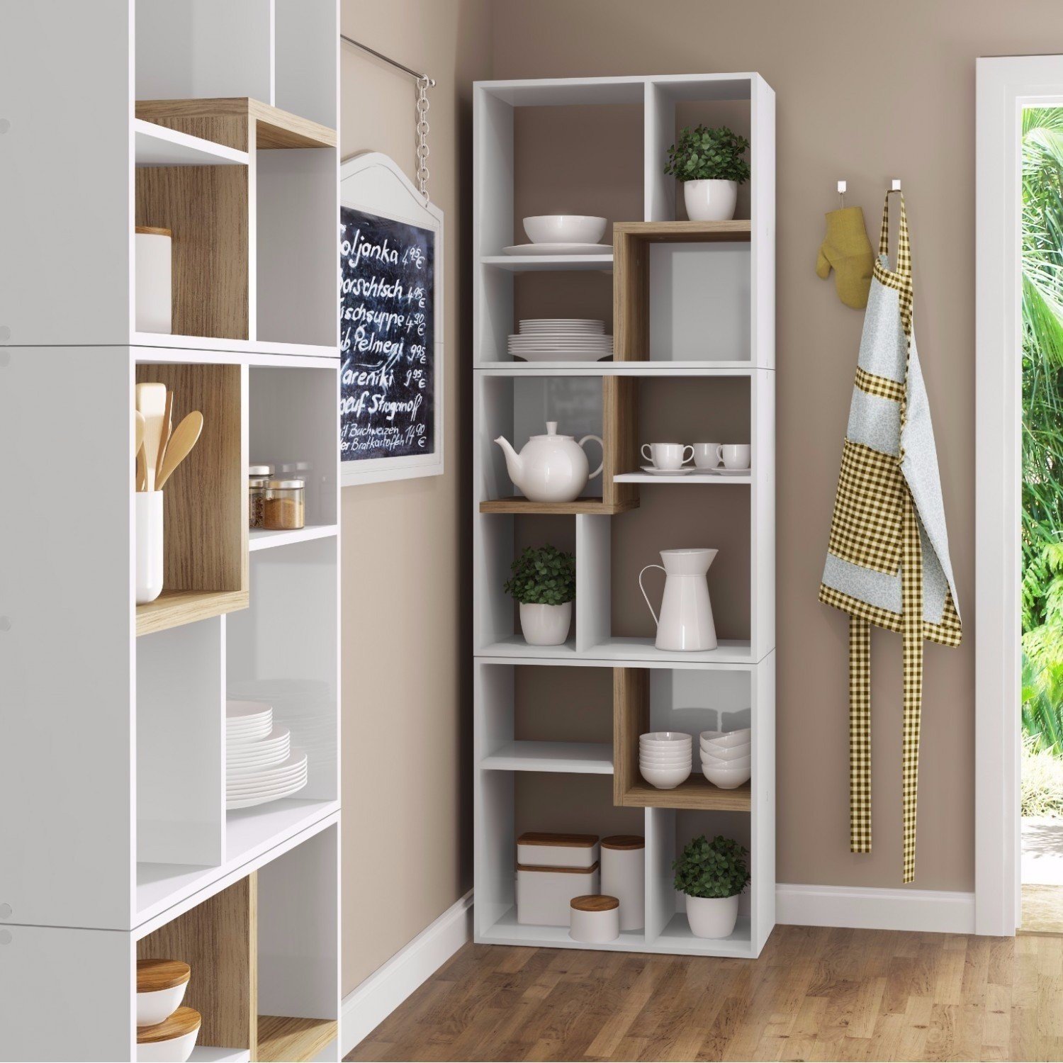 Kit com 3 Nichos com Prateleiras Multiuso Multimóveis Branco Brilho