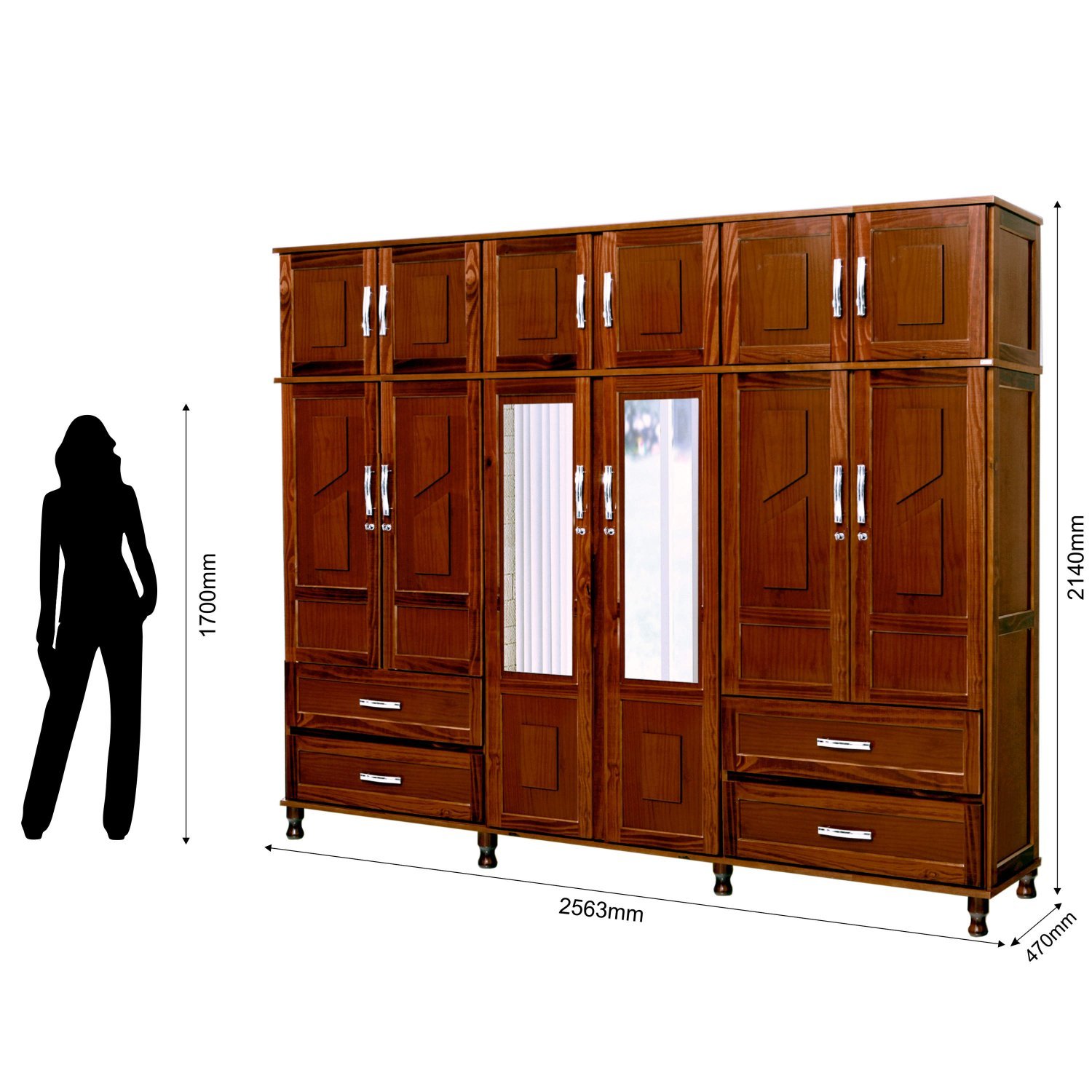 Guarda Roupa Casal Com Espelho 12 Portas 4 Gavetas Rio Branco Premium 