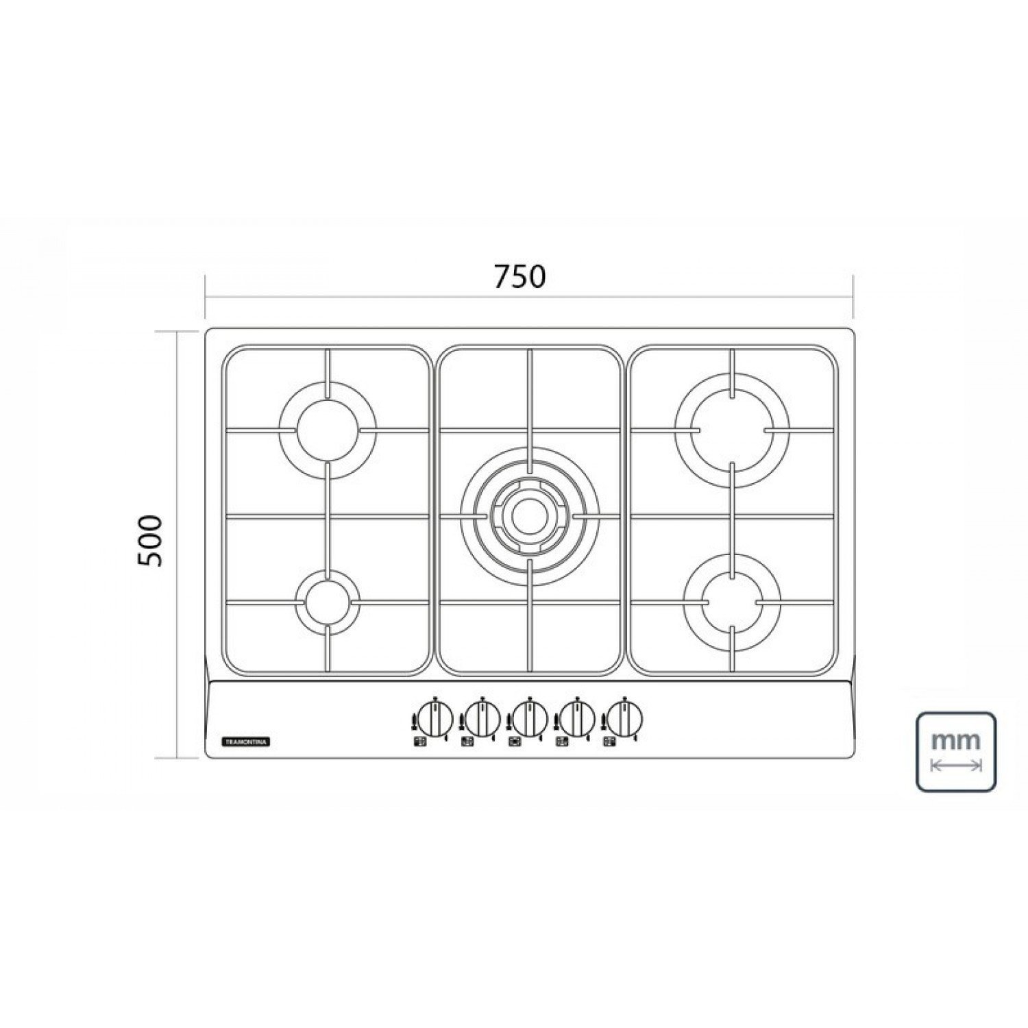 Cooktop Tramontina 5 Bocas a Gás Inox New Penta 5GXTRI75 Bivolt Inox