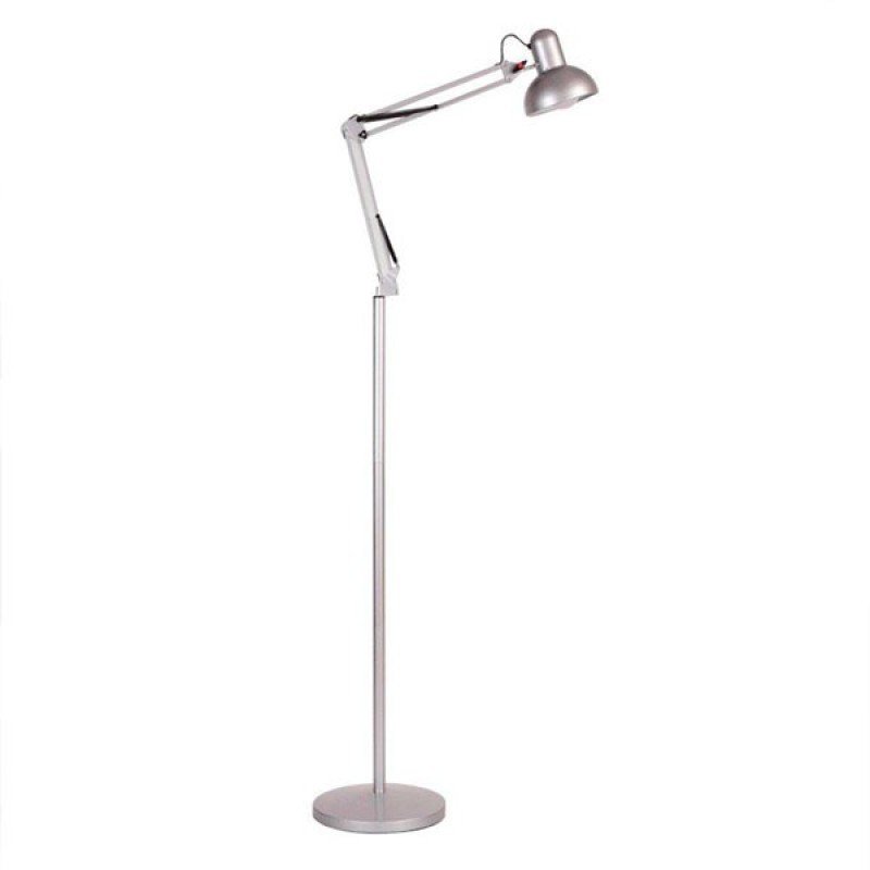 Luminária Piso Chão Articulável Retrô Vintage Leitura Prata 1,90m