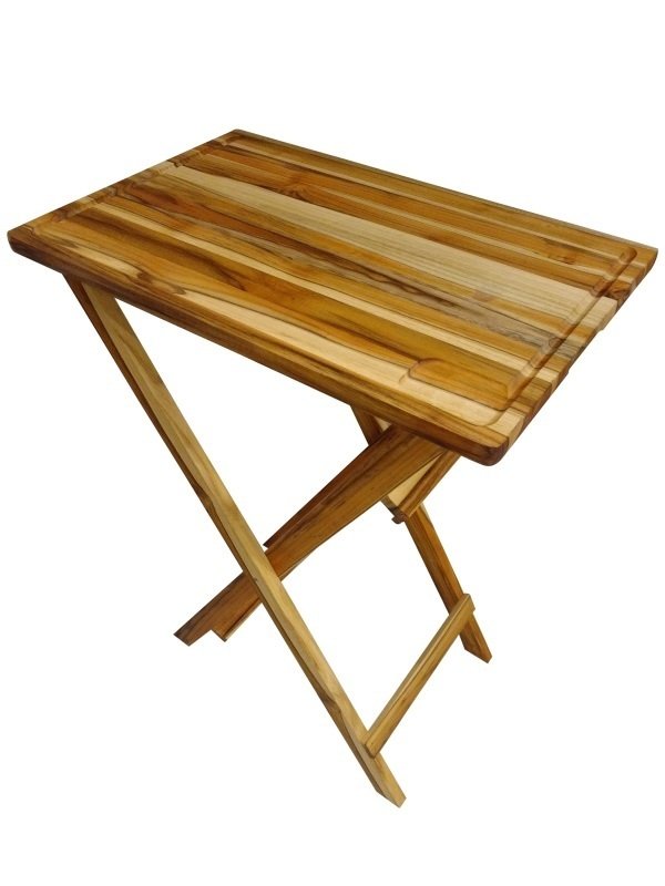 Mesa Dobrável Madeira Teca com Tábua/Bandeja Churrasco - MadeiraMadeira