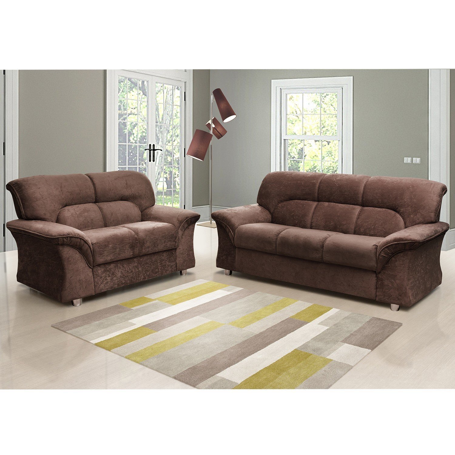 Conjunto Sofá 2 e 3 Lugares Turquia Hellen Café MadeiraMadeira