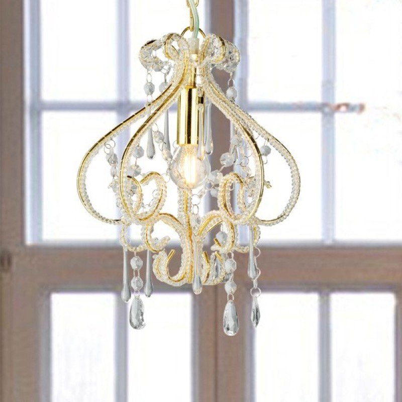 Lustre Candelabro Pendente Cristal Acrílico Dourado LM1919 MadeiraMadeira