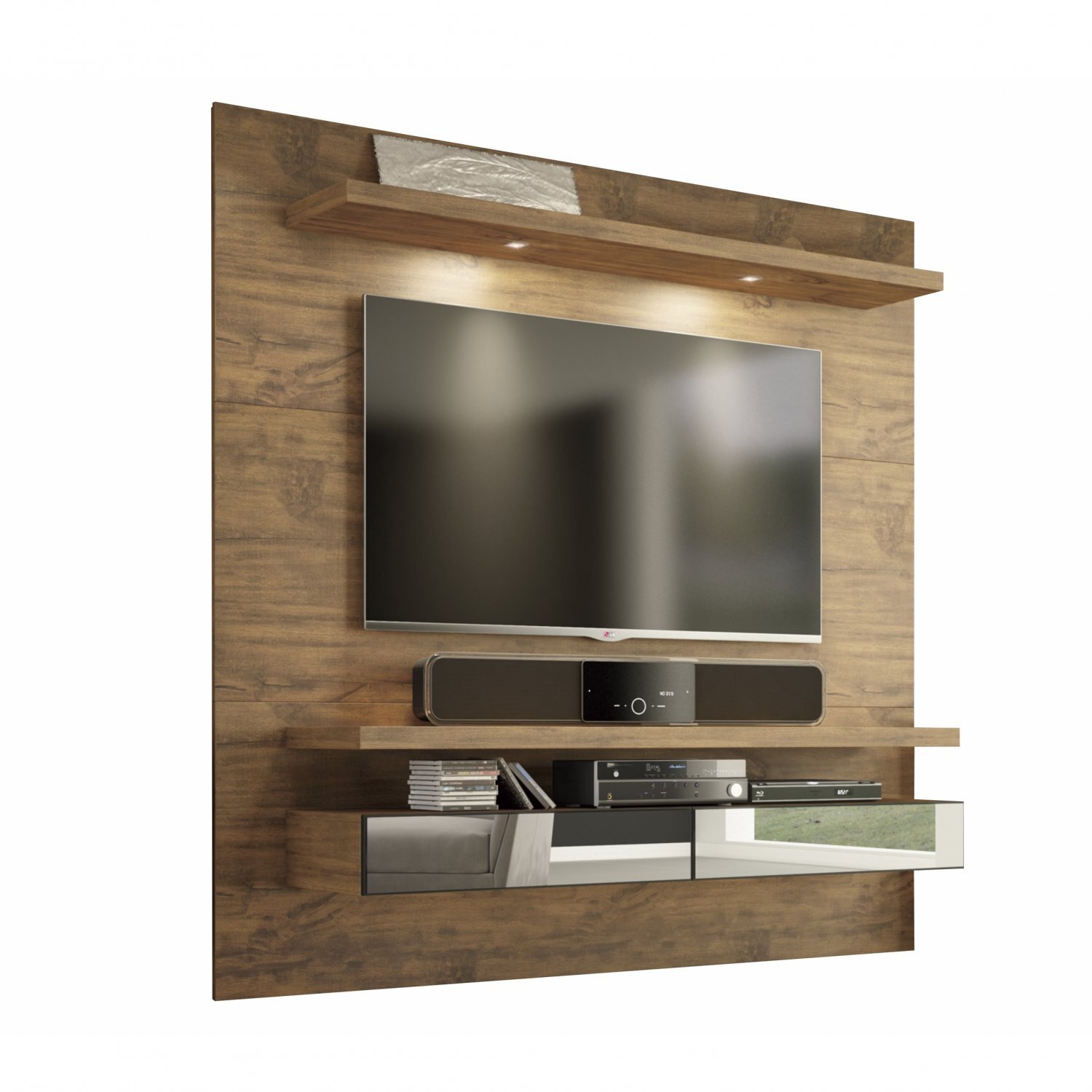 Painel Para TV At 50 Polegadas 2 Gavetas Espelhadas Com LED TB107E 