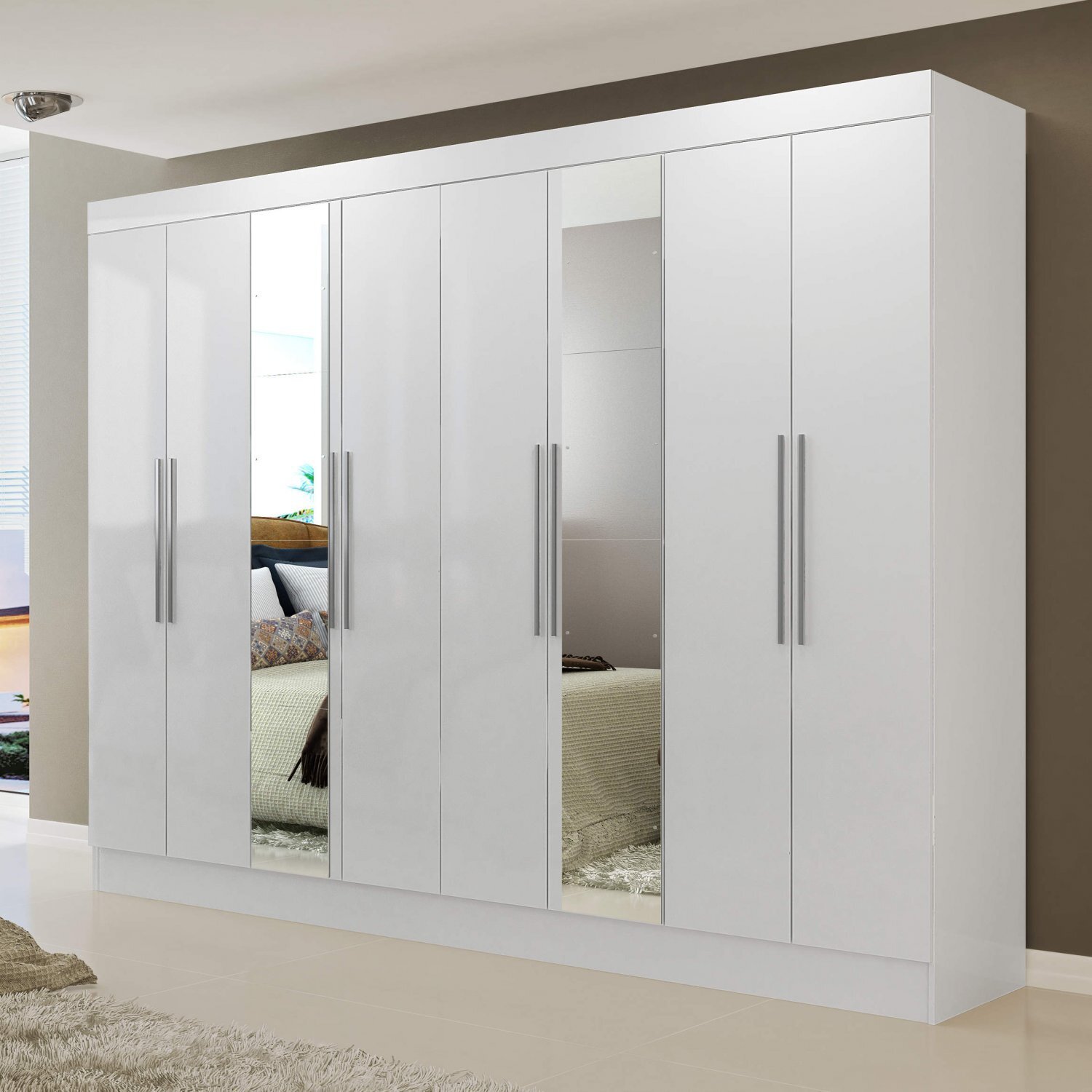 Guarda Roupa Casal 8 Espelhos 8 Portas 2 Gavetas Nova York 