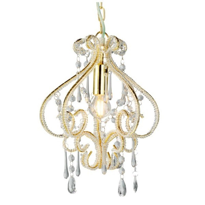 Lustre Candelabro Pendente Cristal Acrílico Dourado LM1919 MadeiraMadeira