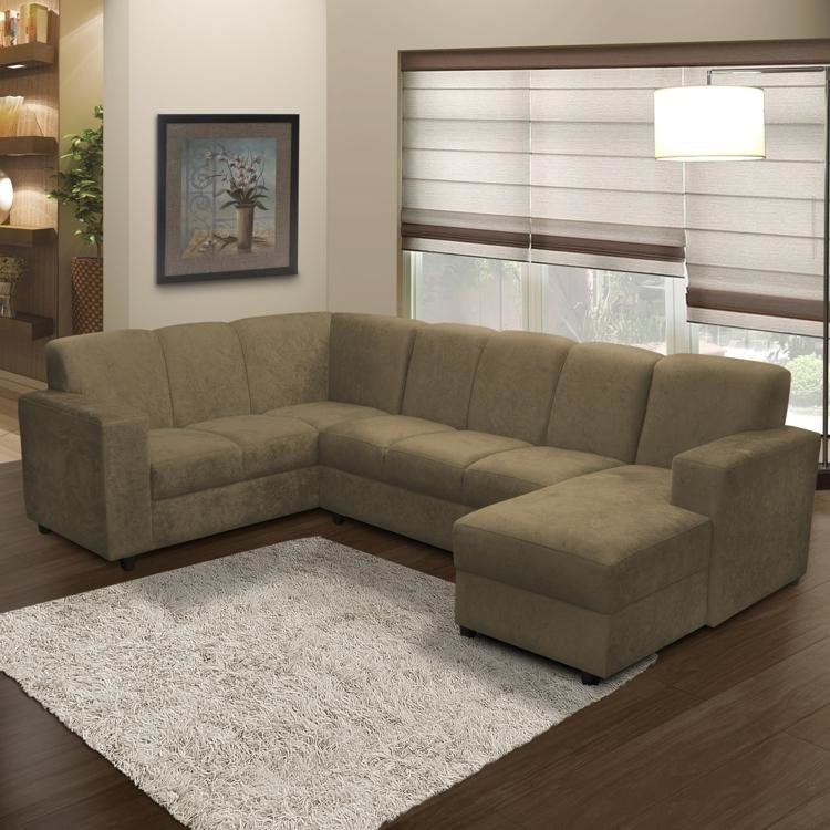 Sofá De Canto 6 Lugares Com Chaise Europa Somopar Suede Amassado Sofá De Canto 6 Lugares Com Chaise Europa Somopar Suede Amassado Bege